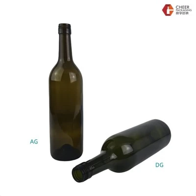 Botella de vino verde esmeralda verde oscuro de 75 cl
